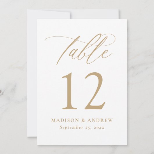 Mariage de calligraphie or moderne Numéro de table (Dos)