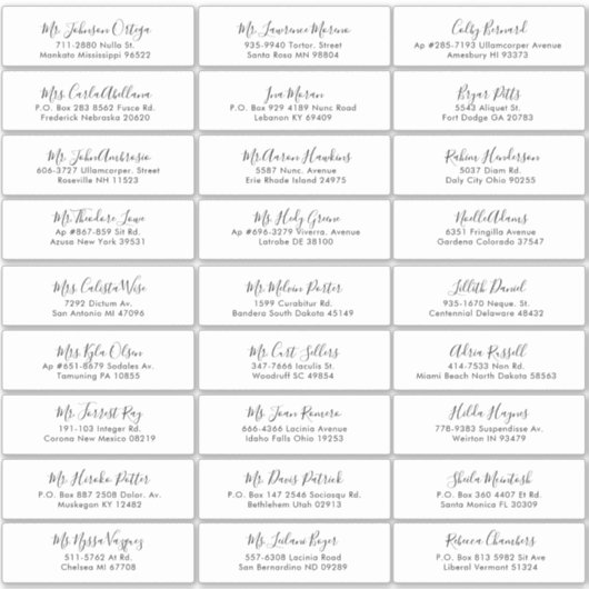 Mariage de calligraphie simple Étiquette invité (Devant)