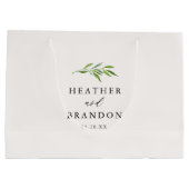 Mariage de calligraphie verte Bienvenue Sac cadeau (Dos)