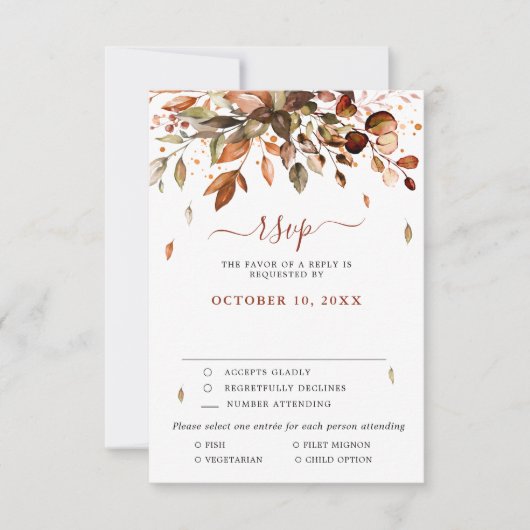 Mariage de campagne rustique d'automne RSVP voitur (Devant)