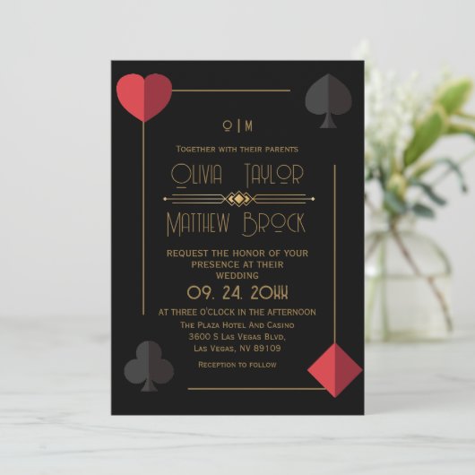 Mariage de carte de jeu Monogramme moderne (Debout devant)