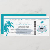 Mariage de carte d'embarquement gris et Turquoise  (Devant / Derrière)