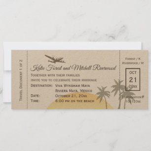Mariage de carte d'embarquement vintage sur papier