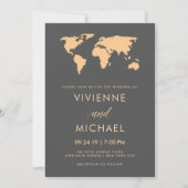 Mariage de carte du monde gris orange et fumée (Devant)