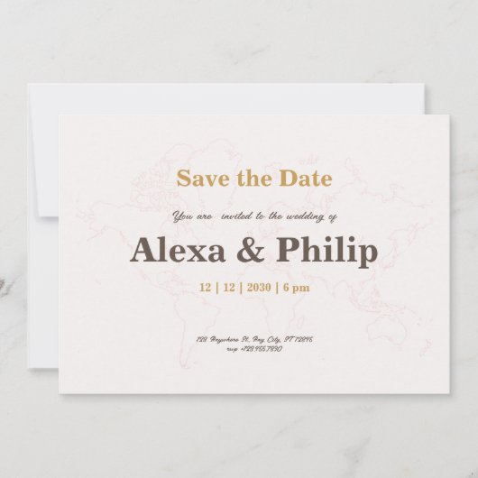 Mariage de carte rose et or (Devant)