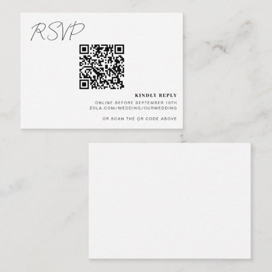 Mariage de carte RSVP en ligne de code QR Insérer (Devant / Derrière)