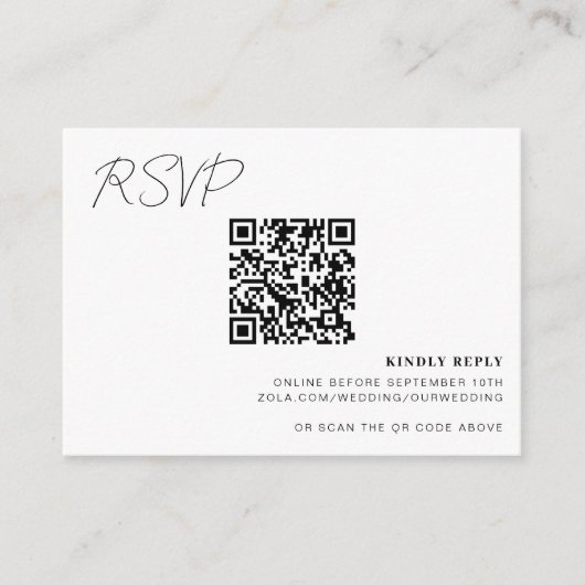 Mariage de carte RSVP en ligne de code QR Insérer (Devant)