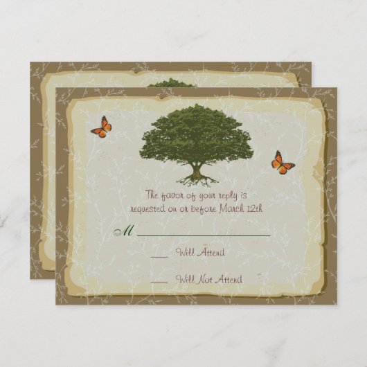 Mariage de chêne correspondant RSVP (Devant / Derrière)