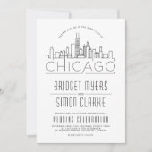 Mariage de Chicago | Invitation Skyline stylisée (Devant)
