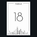 Mariage de Chicago | Numéro de table<br><div class="desc">Une carte unique de numéro de table mariage pour un mariage qui a lieu dans la belle ville de Chicago, Illinois. Il dispose d'un numéro de table simplifié reposant au-dessus d'une version stylisée de l'horizon unique de la célèbre ville. Cet article fait partie d'une plus grande collection multi-pièces avec des...</div>
