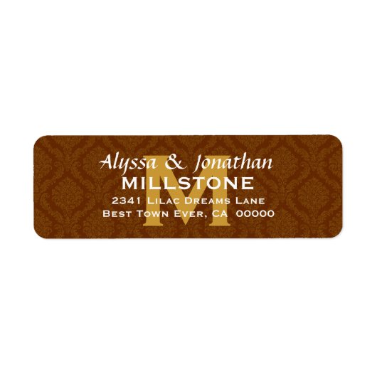 Mariage de chocolat Monogramme Étiquette de adress (Devant)