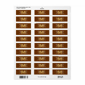 Mariage de chocolat Monogramme Étiquette de adress (Feuille entière)