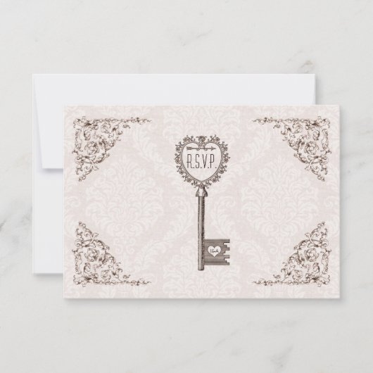 Mariage de clé d'amour vintage RSVP (Devant)