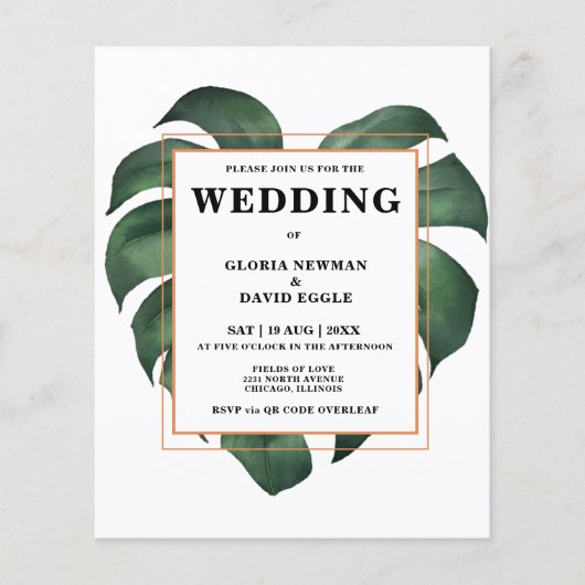 Mariage de code QR de feuille de palme tropicale b (Devant)