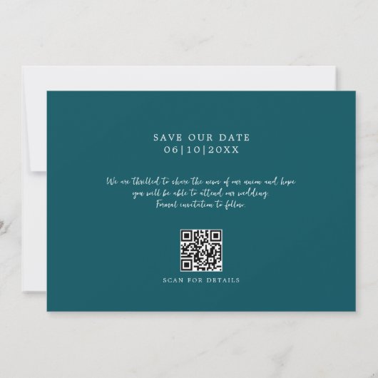 Mariage de code QR turquoise Enregistrer la carte (Dos)