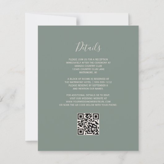 Mariage de code QR vert de la page d'âge de vidage (Dos)