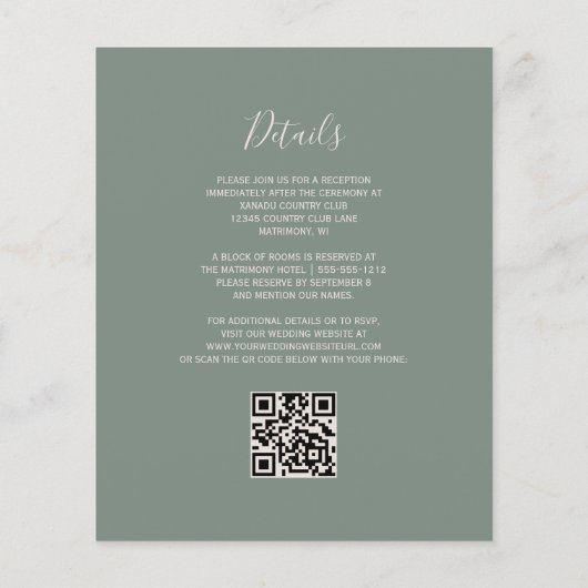 Mariage de code QR vert de la page d'âge de vidage (Dos)