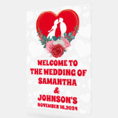 Mariage de coeur Floral Rouge Bienvenue gelé (Angle)