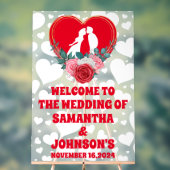 Mariage de coeur Floral Rouge Bienvenue gelé (Neutre)