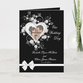 Mariage de coeur noir et blanc Carte photo 5x7