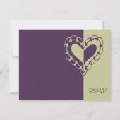 Mariage de coeur pourpre et vert RSVP (Dos)
