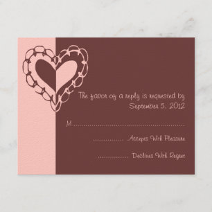 Mariage de coeur rose et Brown RSVP