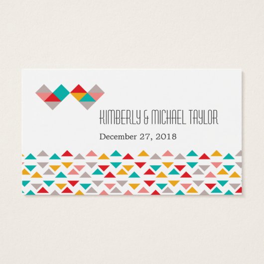 Mariage de Coeurs triangles géométriques colorés (Dos)