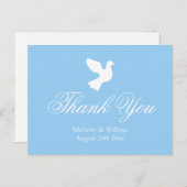 Mariage de colombe bleu clair et blanc merci carte (Devant / Derrière)
