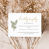 Mariage de cône de pin blanc vert et or blanc RSVP