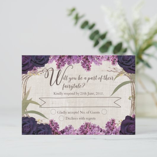 Mariage de conte violet de forêt enchantée RSVP (Debout devant)
