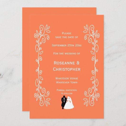 Mariage de corail Enregistrer La Date Carte Mariag (Devant / Derrière)