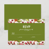 Mariage de corail et de fleurs vertes RSVP (Devant / Derrière)