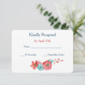 Mariage de Coral Rose et Aqua Floral RSVP (Debout devant)