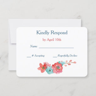Mariage de Coral Rose et Aqua Floral RSVP