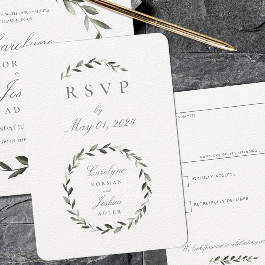 Mariage de couronne d'olive Pas de carte RSVP de r