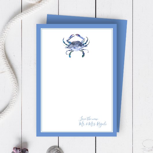 Mariage de crabe bleu de mer Merci Cartes