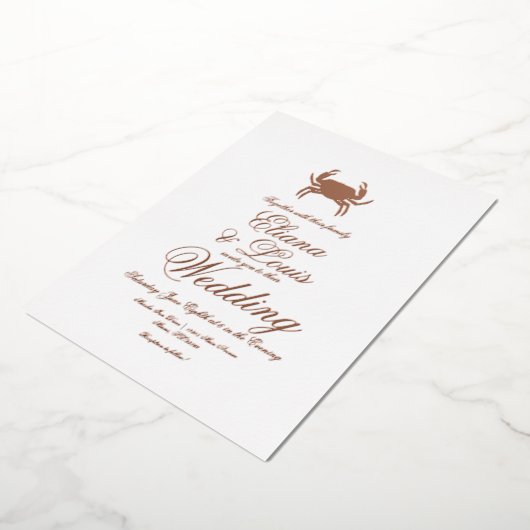 Mariage de crabe de plage Pressing Foil Invitation (Rotation)