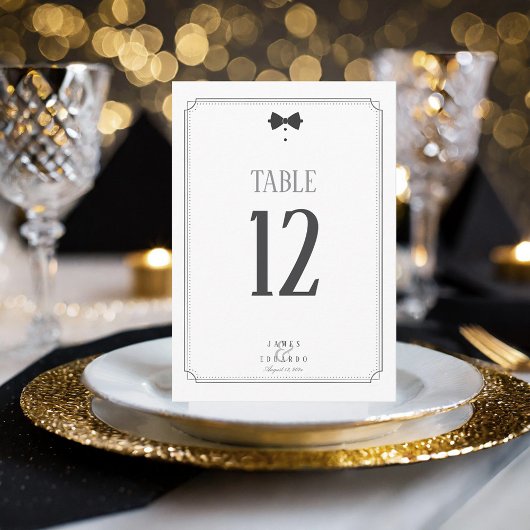 Mariage de Cravate noir sur mesure Numéro de table