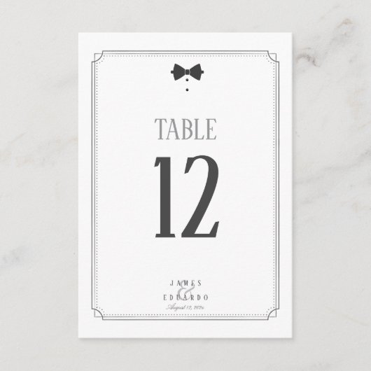 Mariage de Cravate noir sur mesure Numéro de table (Devant)