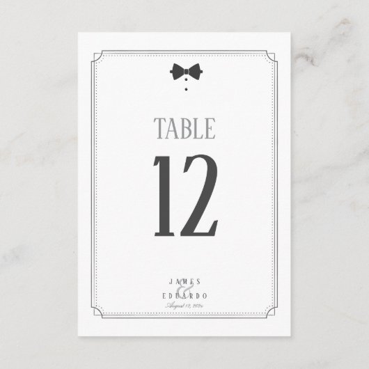 Mariage de Cravate noir sur mesure Numéro de table (Dos)