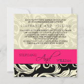 Mariage de crème rose Monogramme Damask Invitation (Dos)