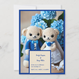mariage de crochet bleu invitation
