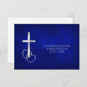 Mariage de Croix chrétienne en argent bleu RSVP (Devant / Derrière)