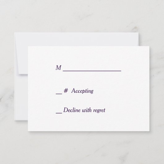 Mariage de croix chrétienne en argent violet RSVP (Dos)