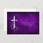 Mariage de croix chrétienne en argent violet RSVP (Devant / Derrière)