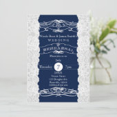 Mariage de dentelle bleu et blanc Invitations REHE (Debout devant)