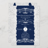 Mariage de dentelle bleu et blanc Invitations REHE (Devant / Derrière)