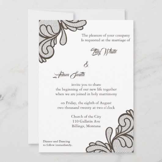 Mariage de dentelle Vintage Brown - Invitation (Devant)