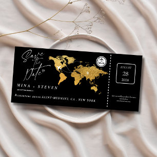 Mariage de destination carte d'embarquement or noi