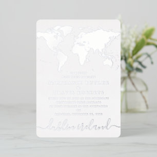 Mariage de destination Carte du monde bleue en feu